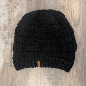 FURTALK Black Chunky Knit Beanie Slouchy Winter Hat Unisex Ribbed Acrylic